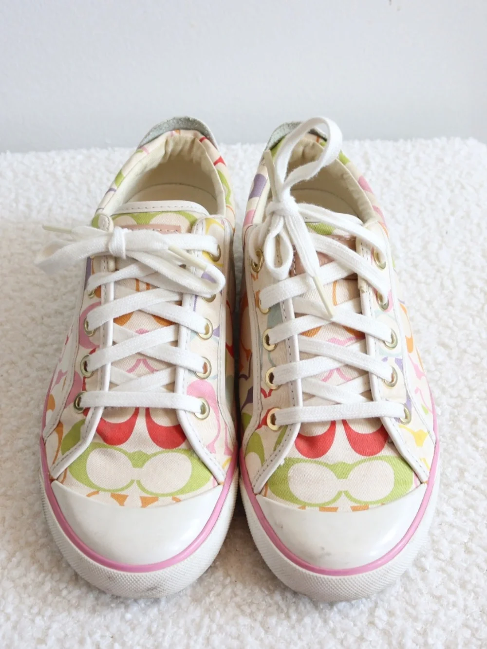 Vintage Y2K Coach Barret Sneakers White Colourful Print Size 7.5